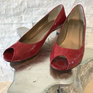 Vaneli Red Snakeskin Pumps